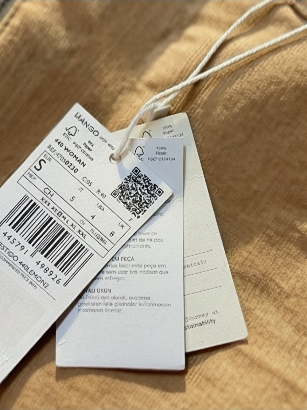 Mango NWT Camel Corduroy Utility Jumpsuit Zip Front Boho Coastal Indie Chic - Picture 4 of 5